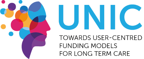 logo van UNIC in kleur met tekst 'Towards user-centred funding models for long term care'
